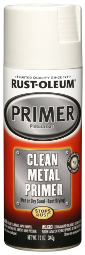 Rust-Oleum 249319 Automotive Clean Metal Primer Spray Paint, 12 oz, White