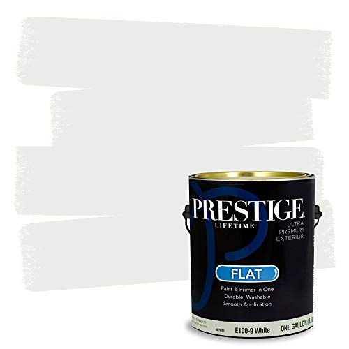 Prestige Exterior Paint and Primer In One, 1-Gallon, Flat, White