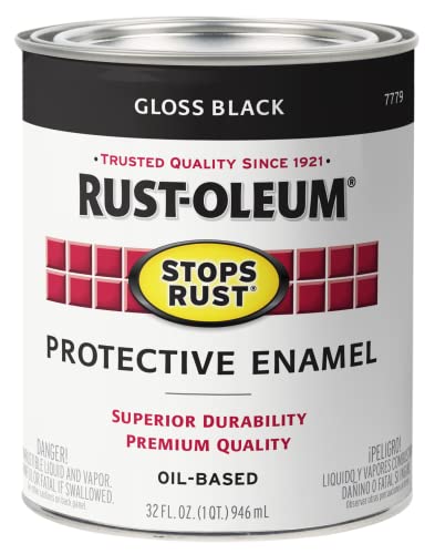 Rust-Oleum 7779502 Stops Rust Brush On Paint, 32 onzas líquidas (paquete de 1), negro brillante, 12