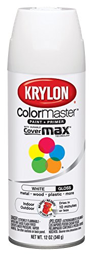 Krylon K05150107 ColorMaster Pintura + imprimación, brillo, blanco, 12 oz.