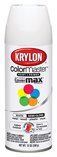 Krylon GIDDS-800143 K05150807 Colormaster Paint + Primer, Semi-Gloss, White, 12 oz.