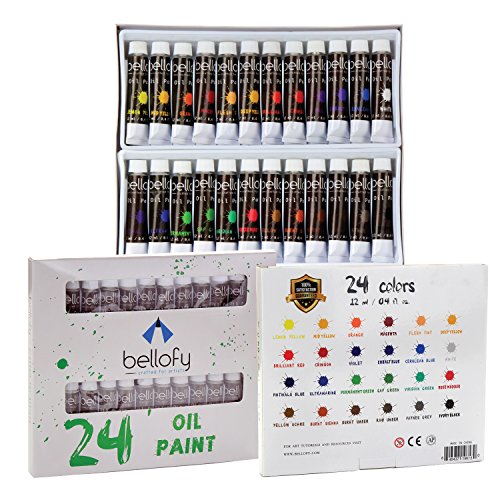 Bellofy 24-Color Oil Paint Set - 24 x 12 ml / 0.4 oz - Oil Paint Kit for Artists and Beginners - Painting Art - Artist Paint - Best Art Brand for Painting and Drawing Accessories Online.