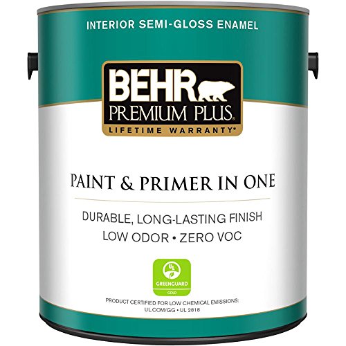 BEHR Premium Plus 1 gal. Ultra Pure White Semi-Gloss Enamel Zero VOC Interior Paint and Primer in One